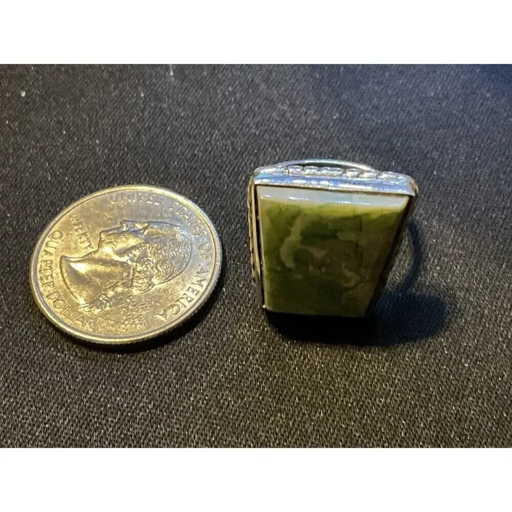 925 Silver Chrysoprase Asymetrical Ring Size 8